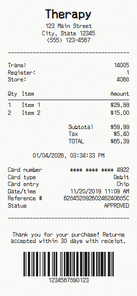 Therapy receipt template