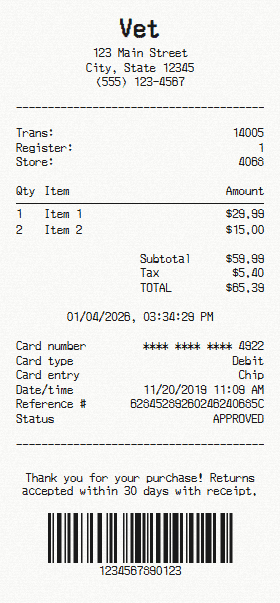 Vet receipt template